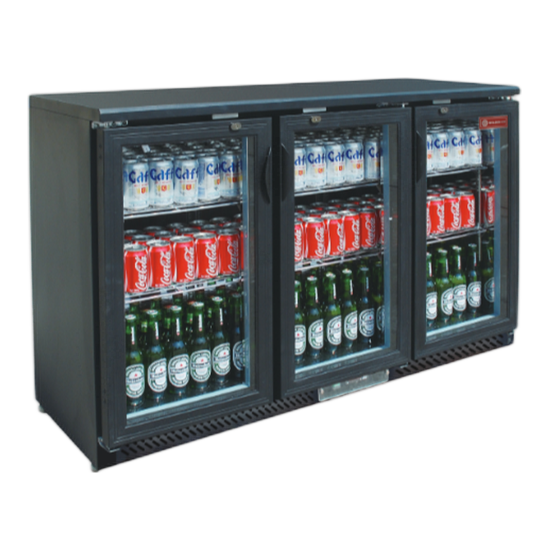 Golden ice Back Bar Beverage Cooler, 3 Doors, Black