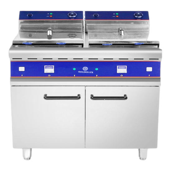 Golden ice Fryer for restaurants, two electric basins, 2 Baskets