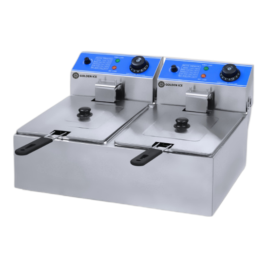 جولدن ايس قلاية للمطاعم كهرباء حوضين 6 لتر للحوض